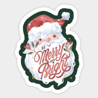 Cute Santa lettering Be Merry and Bright Sticker